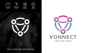 Letter V Connect Logo Template