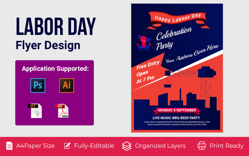 American Labor Day Advertising Banner Corporate Template Corporate Identity