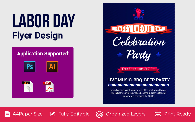 American Labor Day Advertising Flyer Corporate Template Corporate Identity