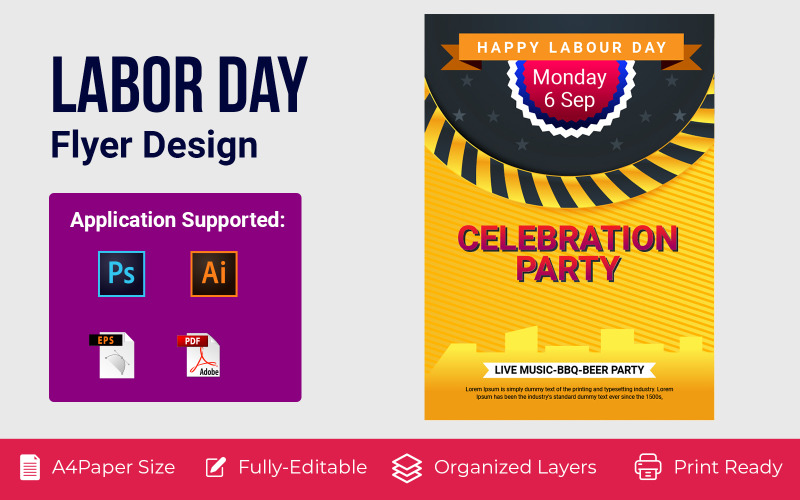 American Labor Day Advertising Poster Corporate Template Corporate Identity