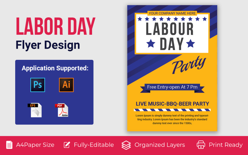 American Labor Day Flyer Corporate Template Corporate Identity