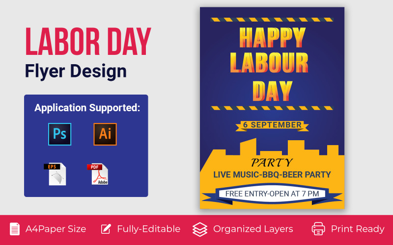 American Labor Day Poster Design Corporate Template Corporate Identity