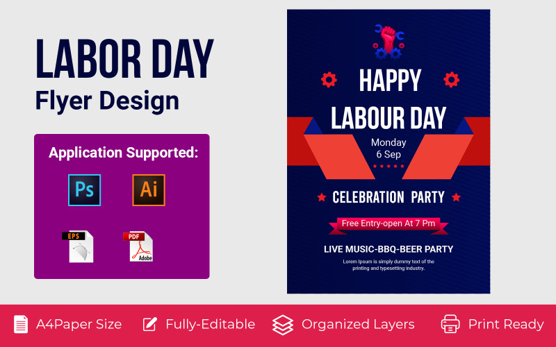 Labor Day Advertising Corporate Flyer Corporate Identity