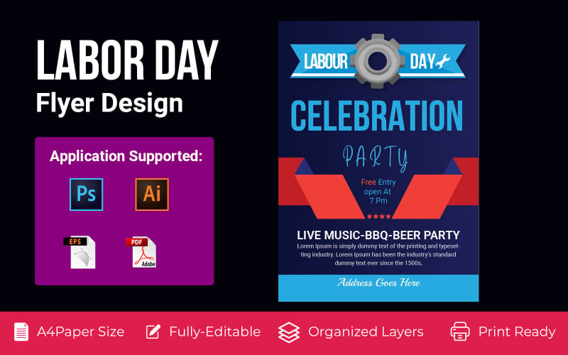 Labor Day Banner, Flyer Corporate Template Corporate Identity