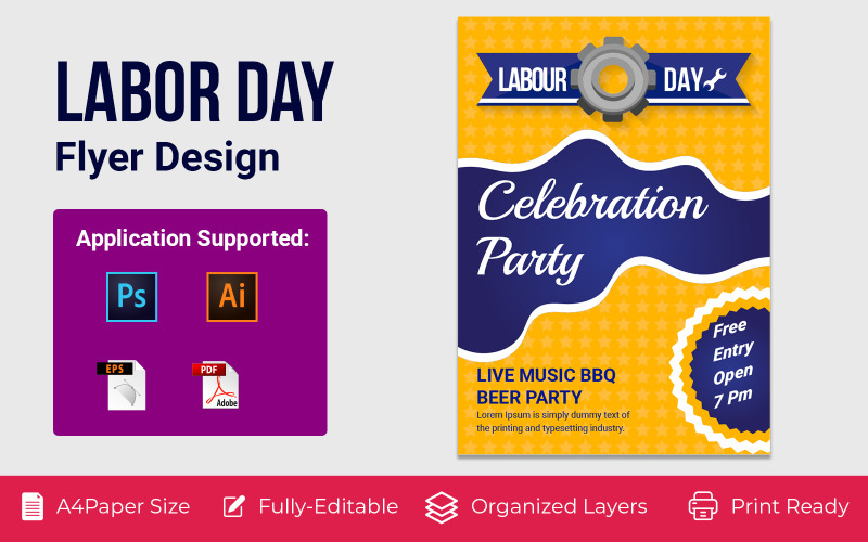 Labor Day Party Poster Design Corporate Template Corporate Identity