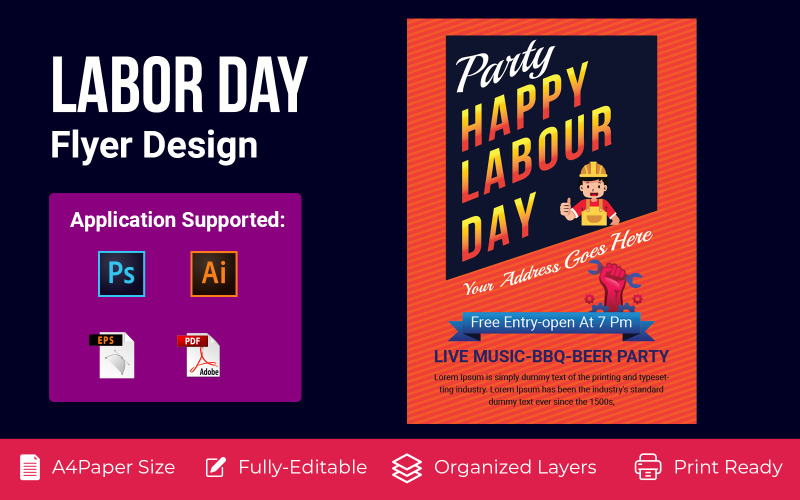 Labor Day Poster, Flyer Corporate Template Corporate Identity