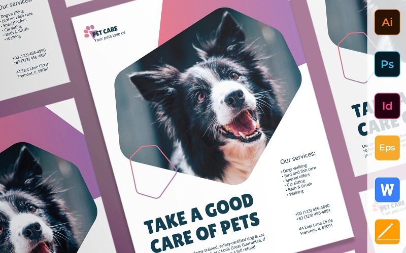Multipurpose Pet Grooming Care Poster Coporate Identity Template Corporate Identity