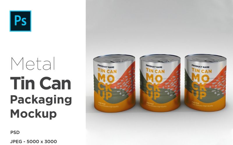 Round Tall Tin Can Packaging Mockup 3 Product Mockup