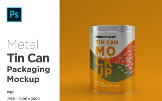 Round Tall Tin Can Packaging Mockup 8