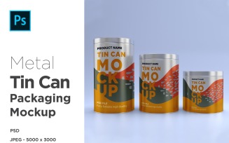 Round Tall Tin Can Packaging Mockup 9