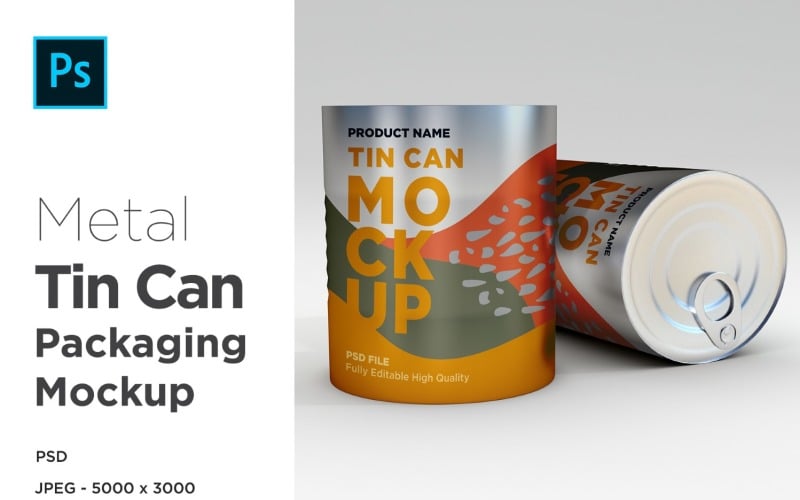 Round Tall Tin Can Packaging Mockup Product Mockup