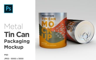 Round Tall Tin Can Packaging Mockup