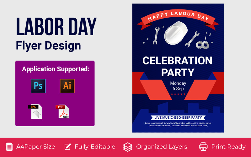 USA Labor Day Advertising Poster Corporate Template Corporate Identity