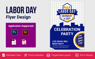 Labor Day Party Poster Corporate Design