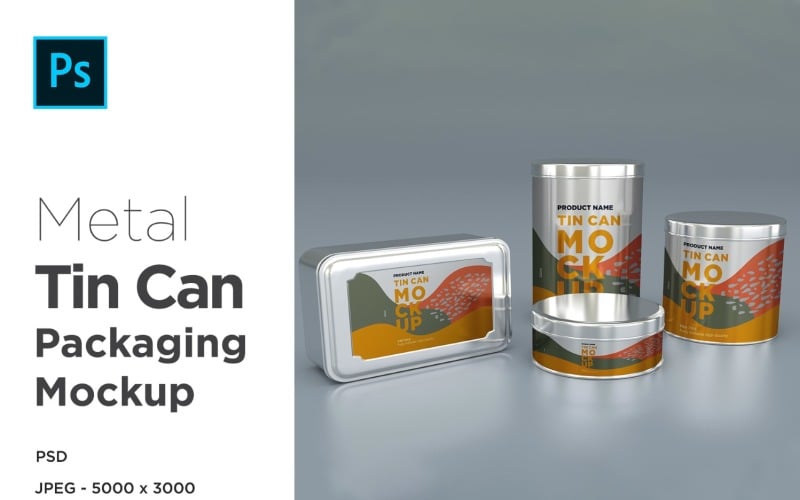 Four Tin Canister Mockup Product Mockup