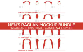 Raglan Men's Shirt Bundle - Vector Mockup Template