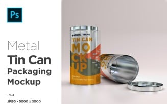 Round Tall Tin Can Packaging Mockup 11