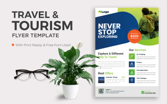 Travel Flyer Corporate Template Design with Contact and Venue Details.