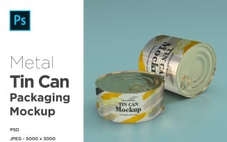 Two Glossy Round Tin Can Mockup