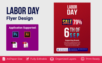 USA Labor Day Sale Flyer Corporate identity template
