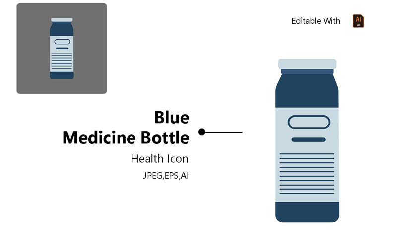 Blue Medicine Bottle - Health Icon Icon Set