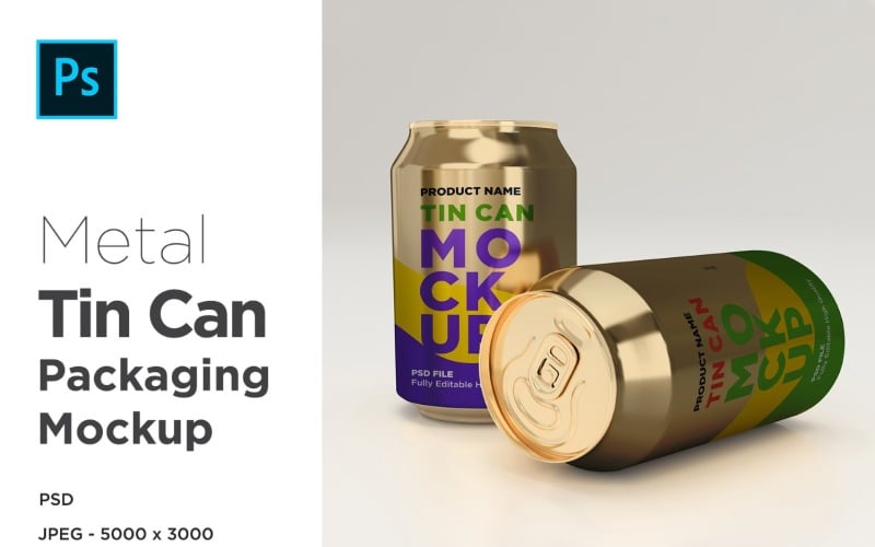 Metal Soda Tin Can Mockup 3 Product Mockup