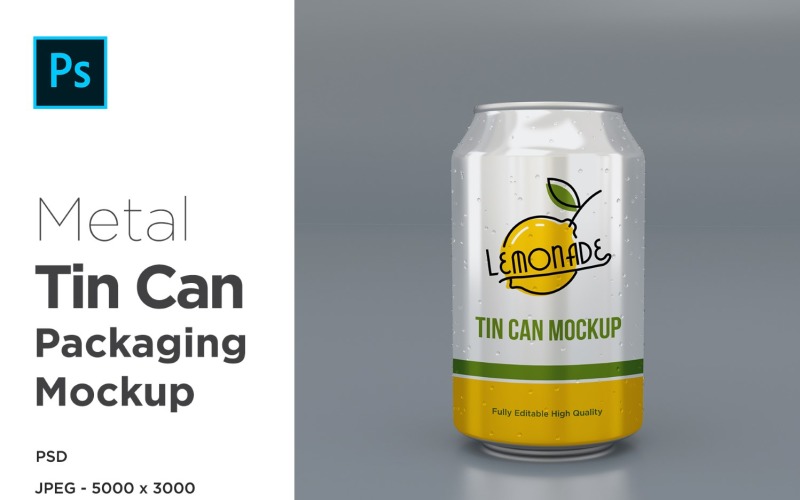 One Metal Soda Tin Can Mockup Product Mockup