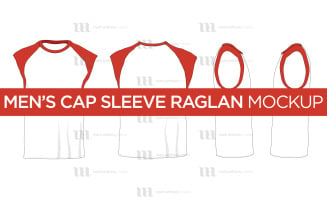 Raglan Men's Cap Sleeve/Sleeveless Shirt - Vector Mockup Template