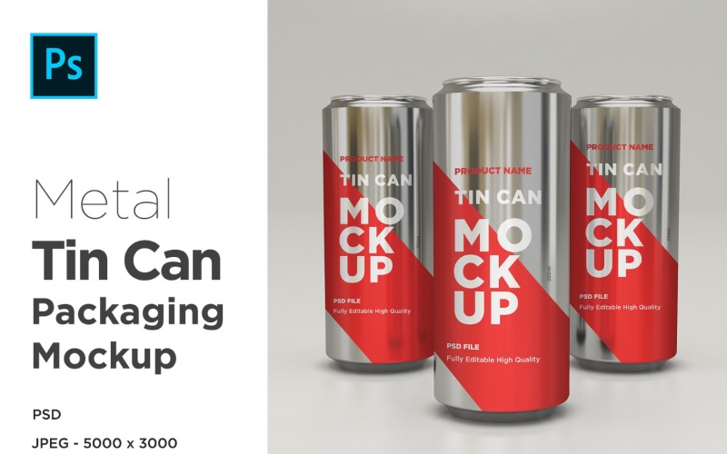 Three Metal Soda Can Mockup Product Mockup