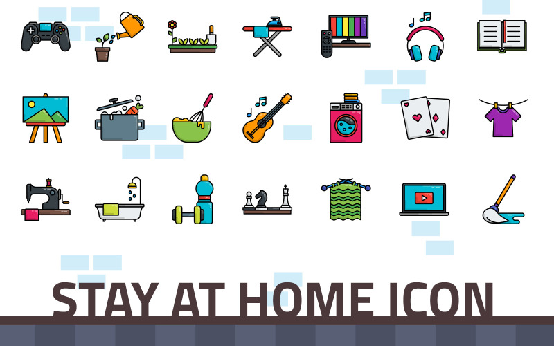 Stay at Home Iconset Template Icon Set