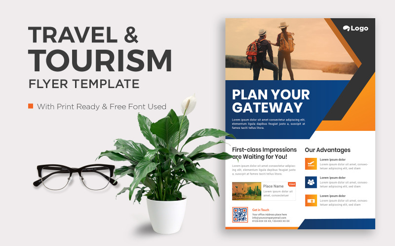 Travel Corporate Flyer with Vector Corporate Identity