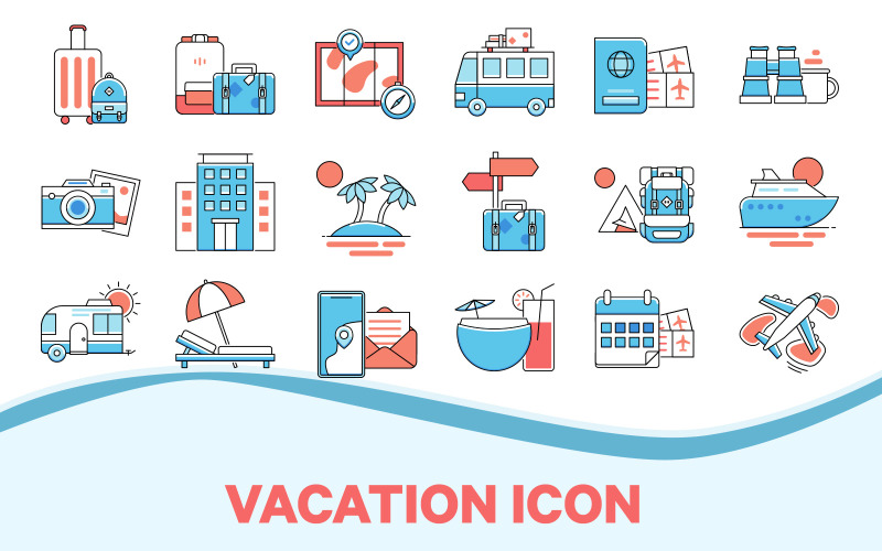 Vacation and Holiday Iconset Template Icon Set