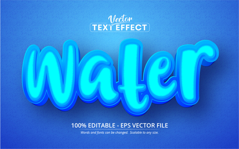Water Text, Cartoon Editable Text Effect Vector Vector Graphic