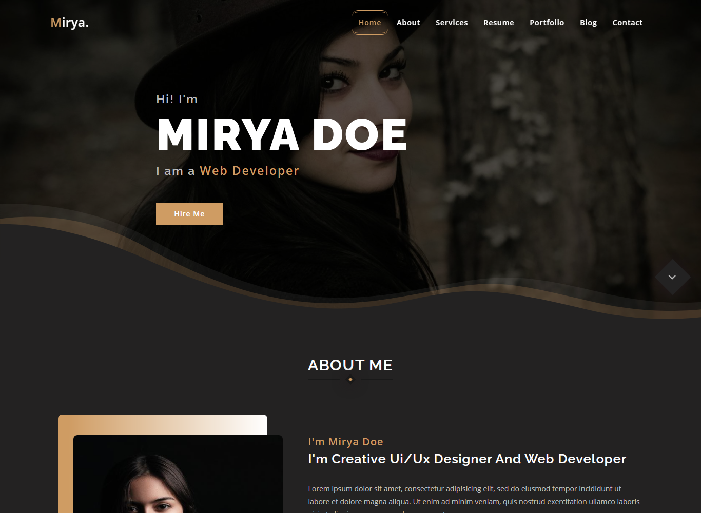 Mirya - Personal Portfolio Landing Page Template