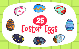 Easter Eggs Vector Pack (25 Easter Eggs) Illustration
