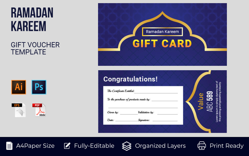 Islamic Gift Coupon Card Sale Offer Corporate Template Corporate Identity