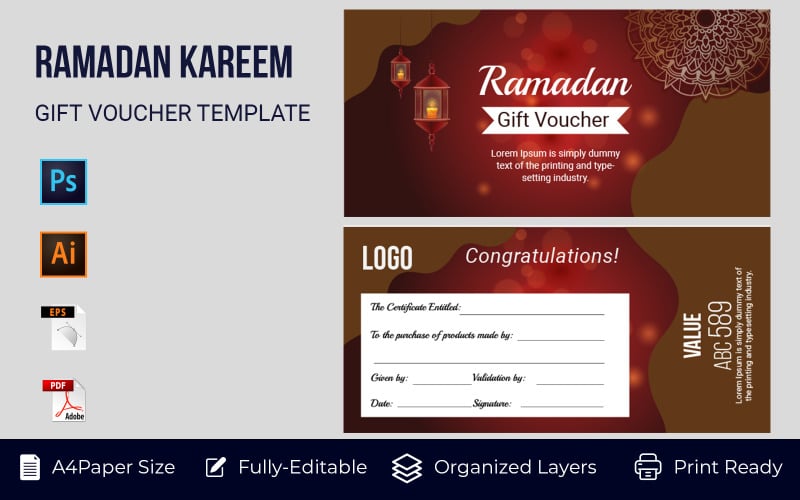 Islamic Gift Voucher Card Corporate Template Corporate Identity
