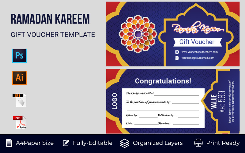 Islamic Gift Voucher Card Promotion Sale Discount Corporate Template Corporate Identity