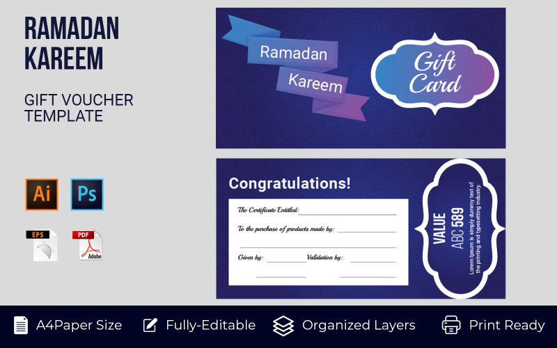 Islamic Gift Voucher Card Promotion Sale Discount Corporate Template Corporate Identity
