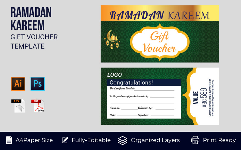 Ramadan Gift Card Corporate Template Perfect for Prints Corporate Identity