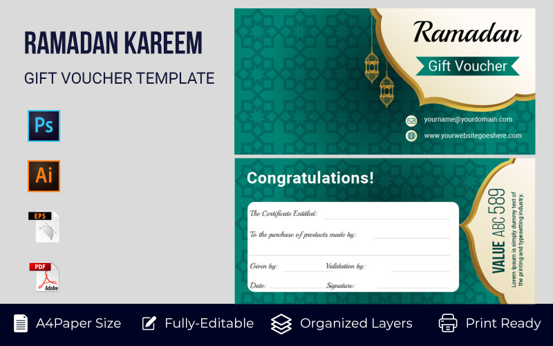 Ramadan Gift Coupon Card Sale Corporate Template Corporate Identity