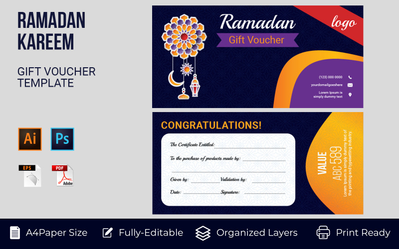 Ramadan Gift Coupon Card Sale Offer Corporate Template Corporate Identity