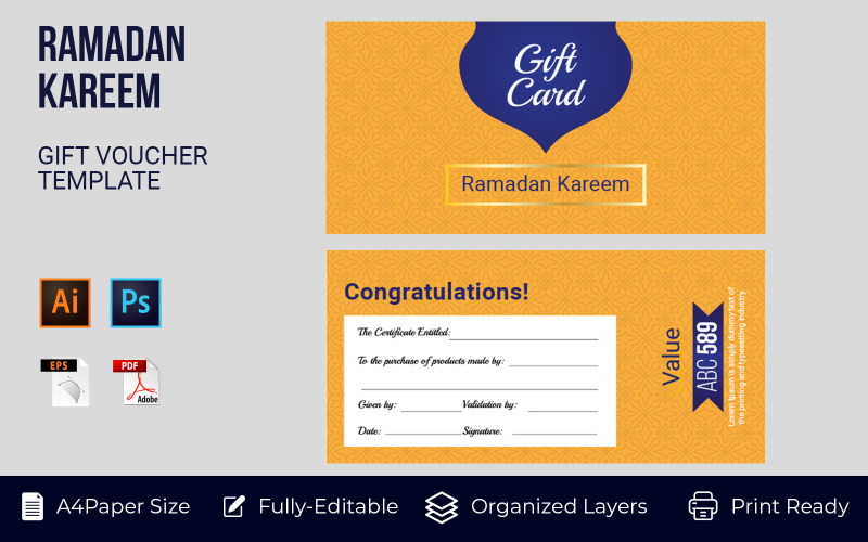 Ramadan Gift Coupon DIscount Offer Corporate Template Corporate Identity