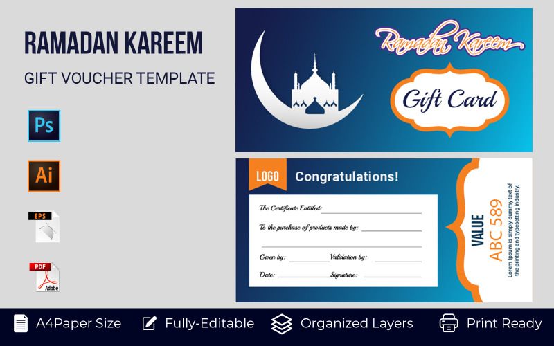 Ramadan Gift Voucher Corporate Template Promotion Sale Corporate Identity