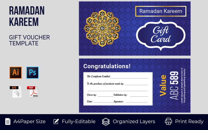 Ramadan Gift Voucher Promotion Sale Discount Corporate Template Corporate Identity