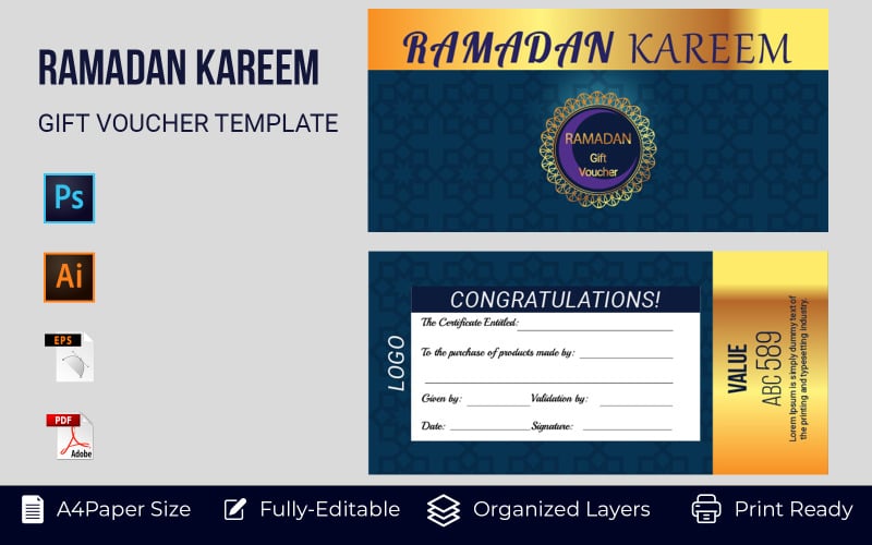 Ramadan Giftcard Coupon with Promotion Corporate Flyer Corporate Identity