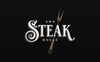 Steak House Logo On Black Logo template