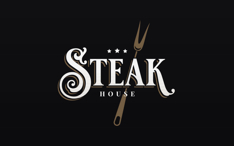 Steak House Logo On Black Logo template Logo Template