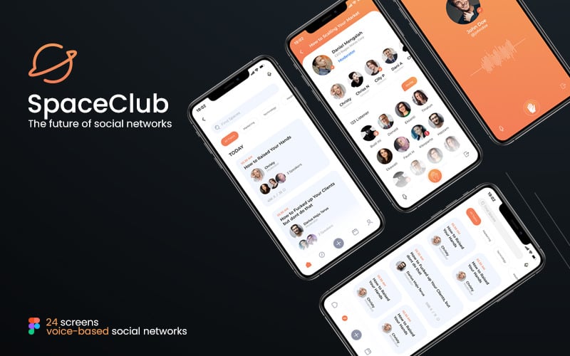 SpaceClub - UI for Voice Based Social Networks UI Element