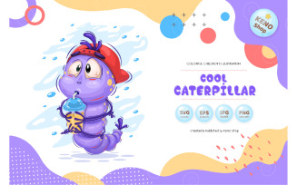 Cool Cartoon Caterpillar Vector